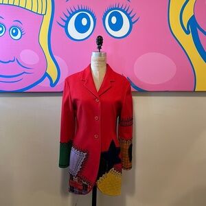 COMPLICE Red, Orange Black Wool Jacket Patchwork